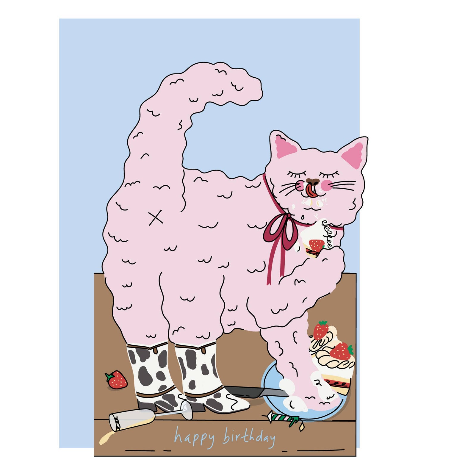 Cat in Cowboy Boots Cut Out Birthday Card by penny black showing envelope