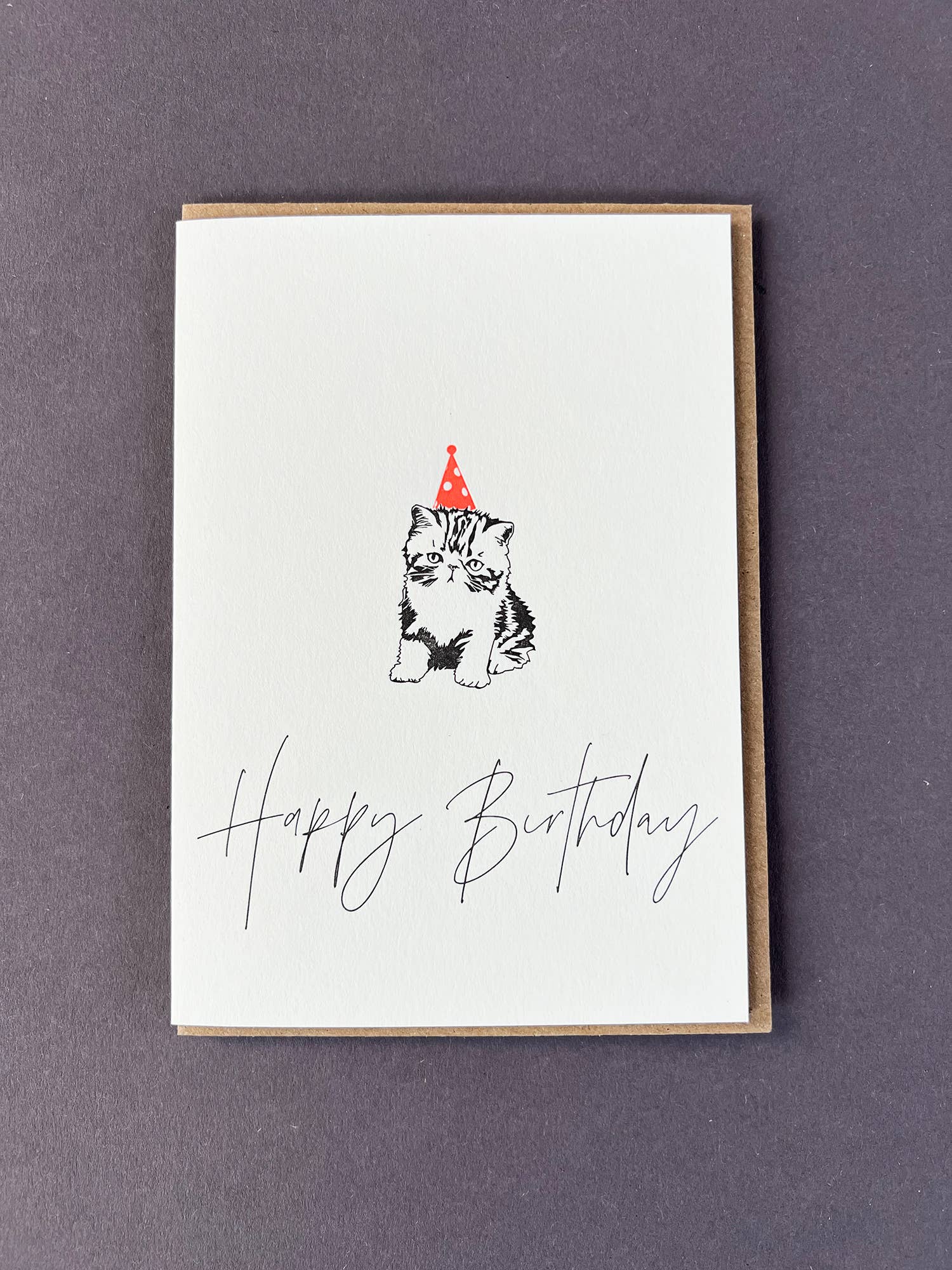 Party Cat Letterpress Birthday Card by penguin ink at penny black