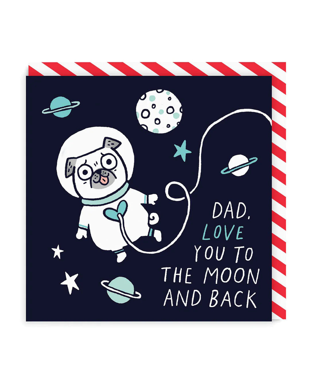 Dad Moon and Back Pug Gemma Correll Card