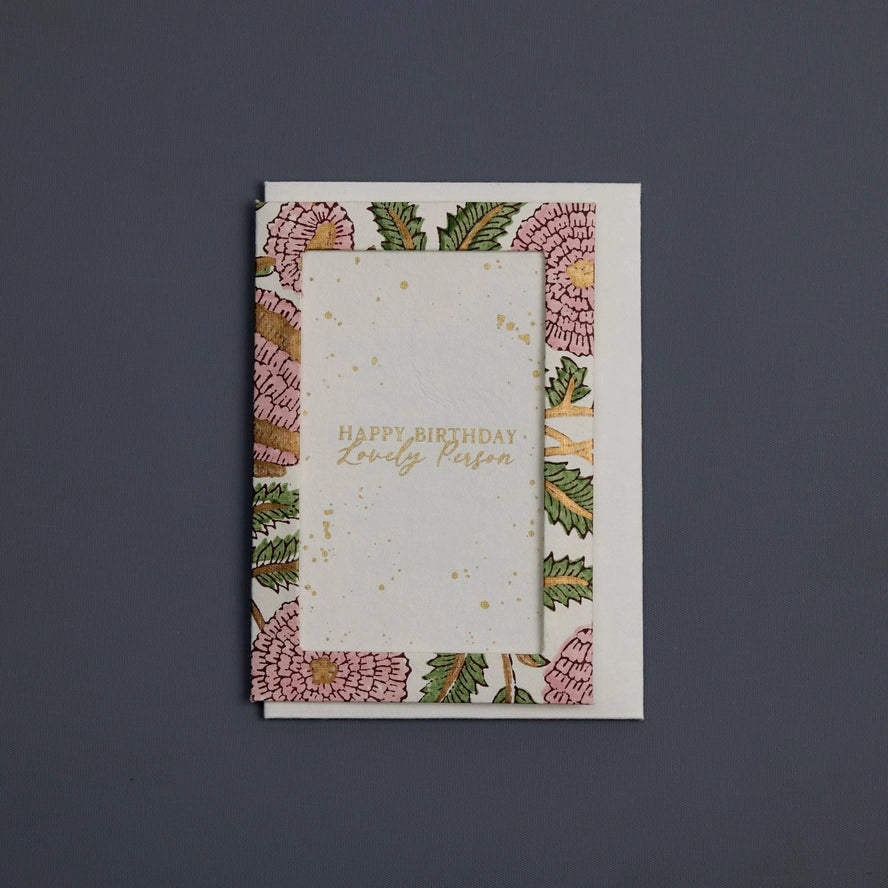 Keepsake Block Printed Photo Frame Birthday Card - Marigold Blush