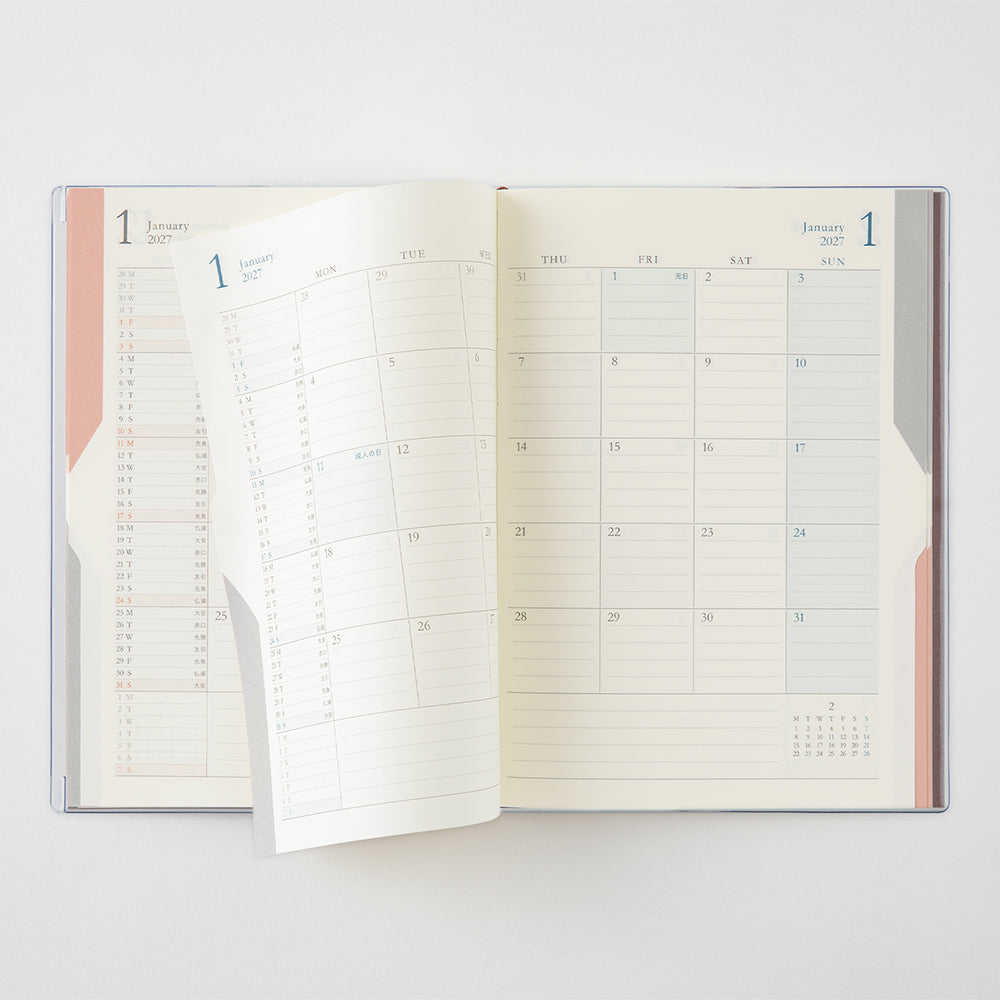 Midori Double Schedule Brown B6 2027 Diary | Penny Black | Stylish Diaries & Planners For 2027
