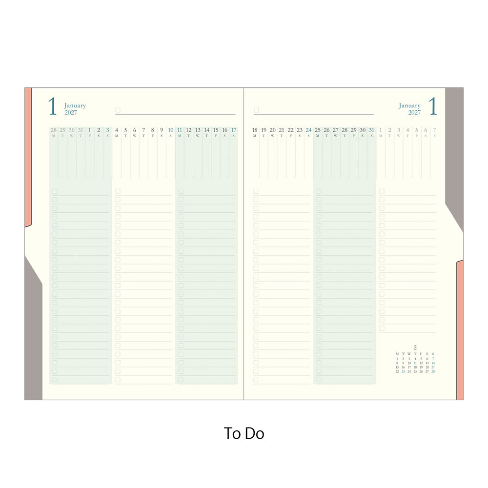 Midori Double Schedule To Do Green B6 2027 Diary | Penny Black | 2027 Diaries & Planners 