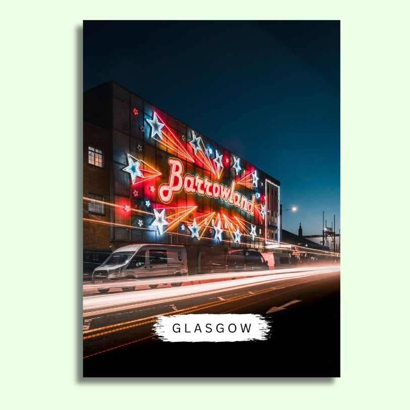 Glasgow Barrowland Light Trails Postcard by penny black