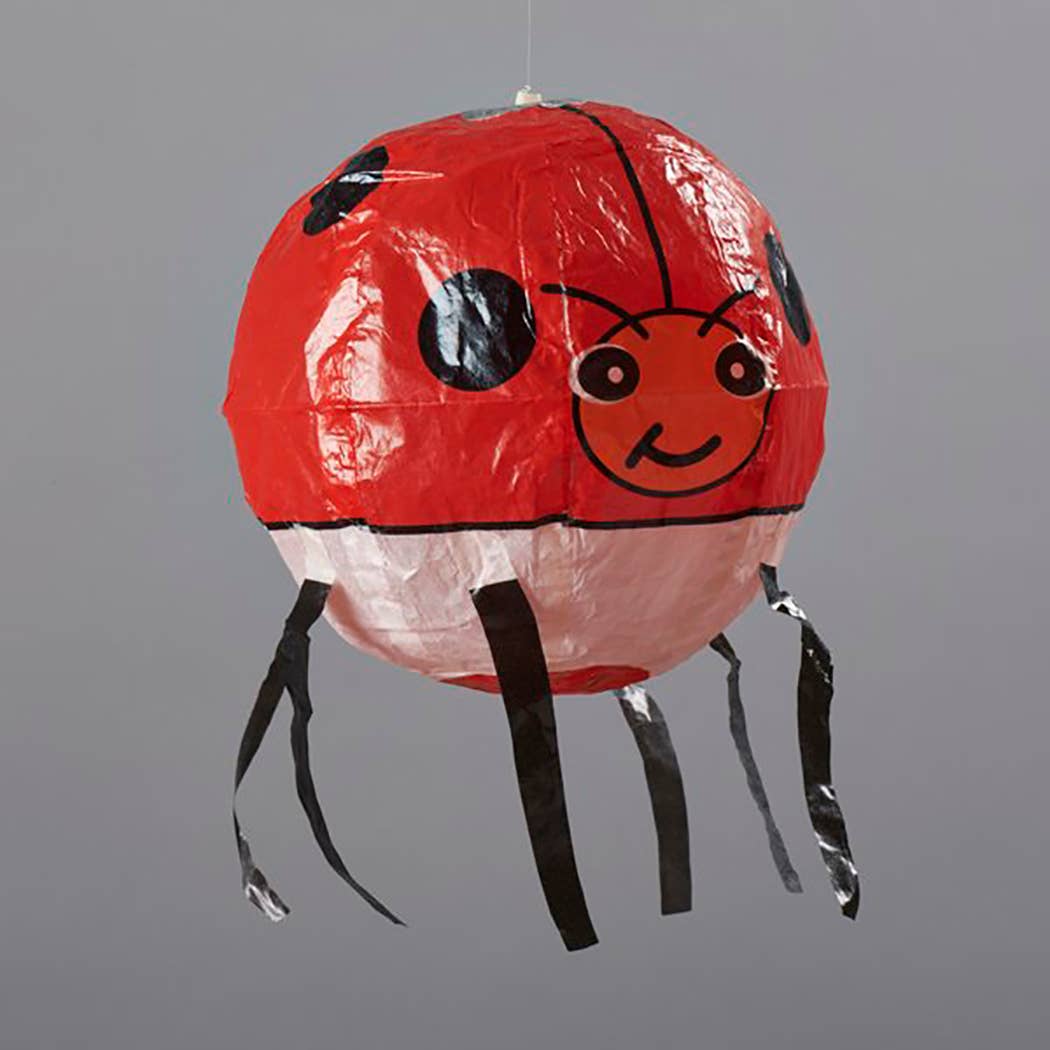 Japanese Paper Balloon - Ladybird shown inflated at penny black