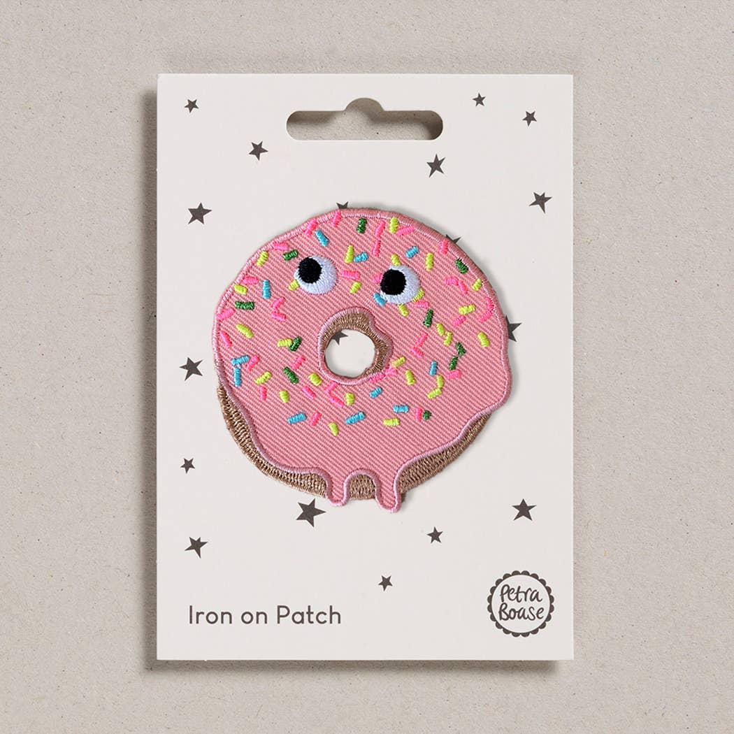 Colourful Iron on Patch - Doughnut on backing card at penny black