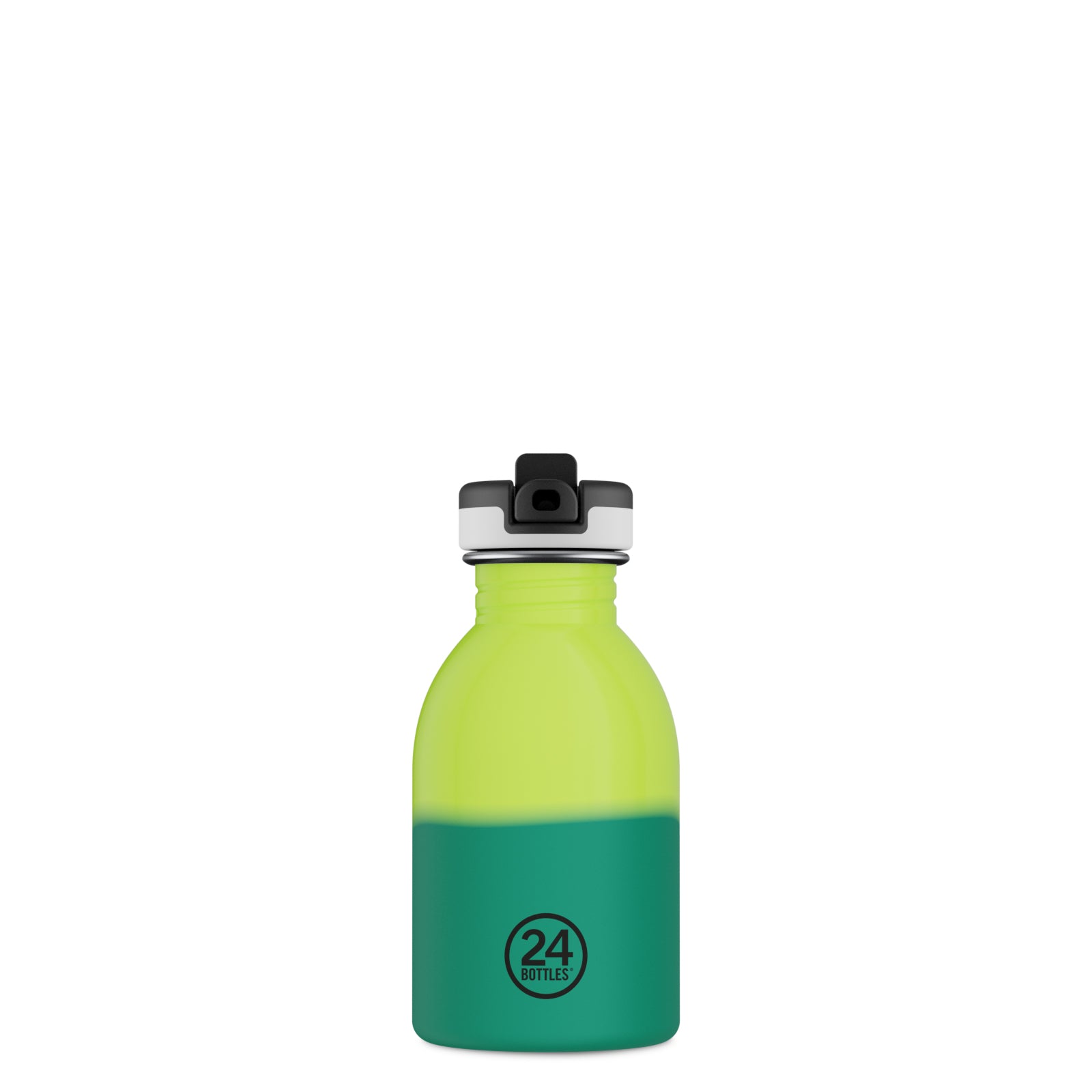 24Bottles 250ml REactive Water Bottle with Sport Lid - Yellow/Green by penny black showing colour change