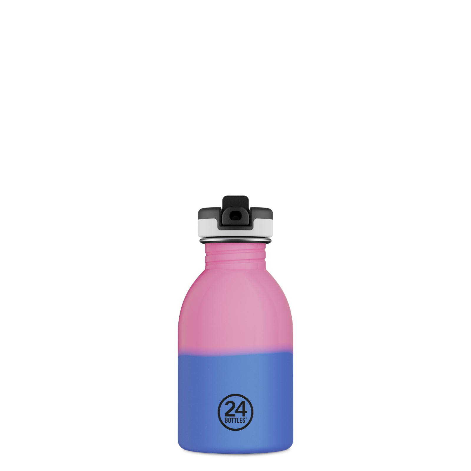 24Bottles 250ml REactive Water Bottle with Sport Lid - Pink/Blue by penny black showing reaction