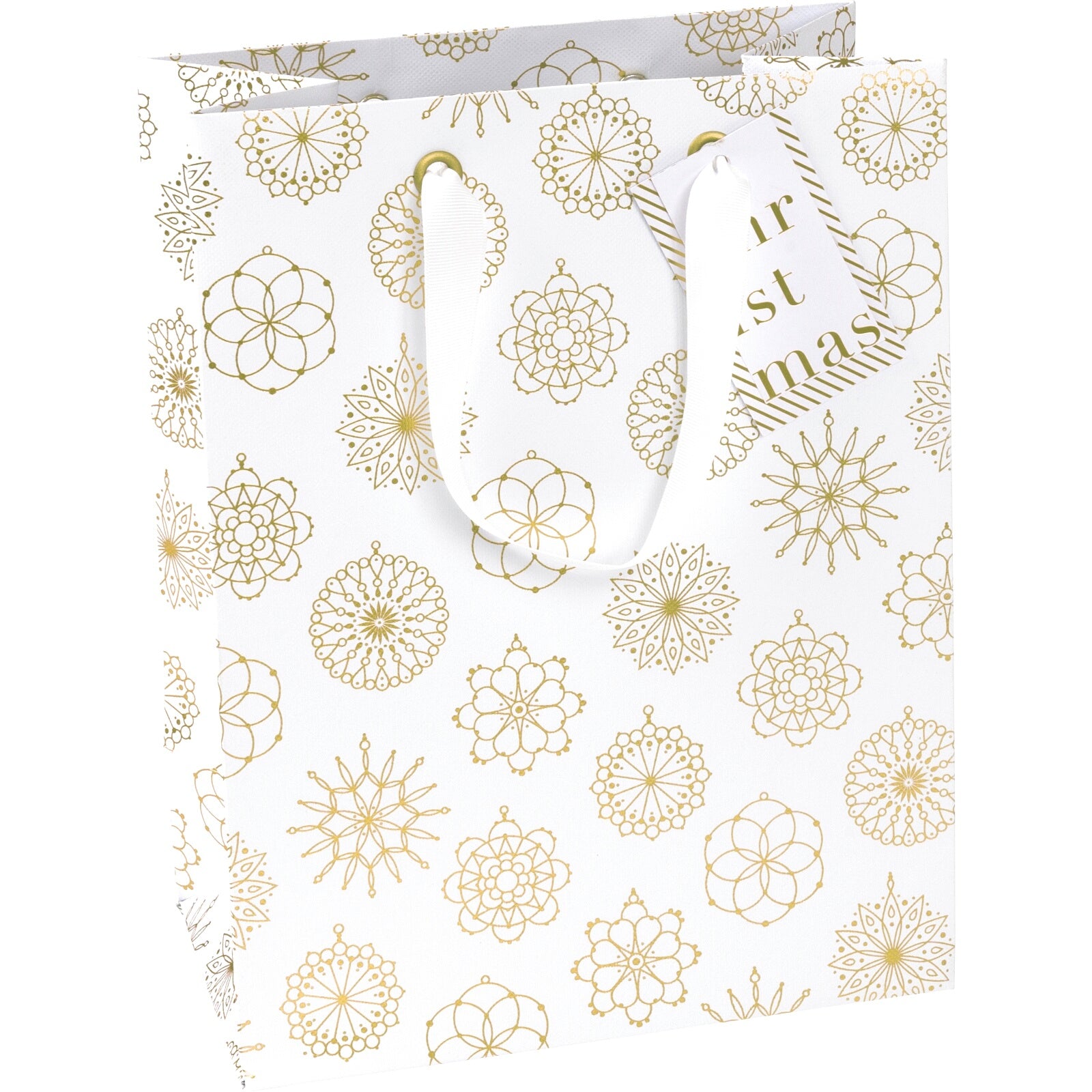 Jamila Gold Snowflakes Medium Christmas Gift Bag by penny black