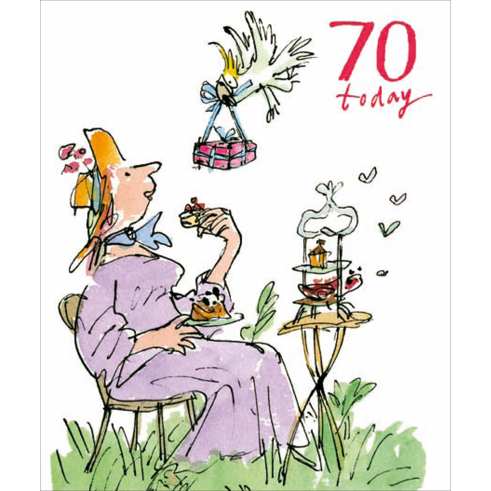 Afternoon Tea Quentin Blake 70th Birthday Card from Penny Black