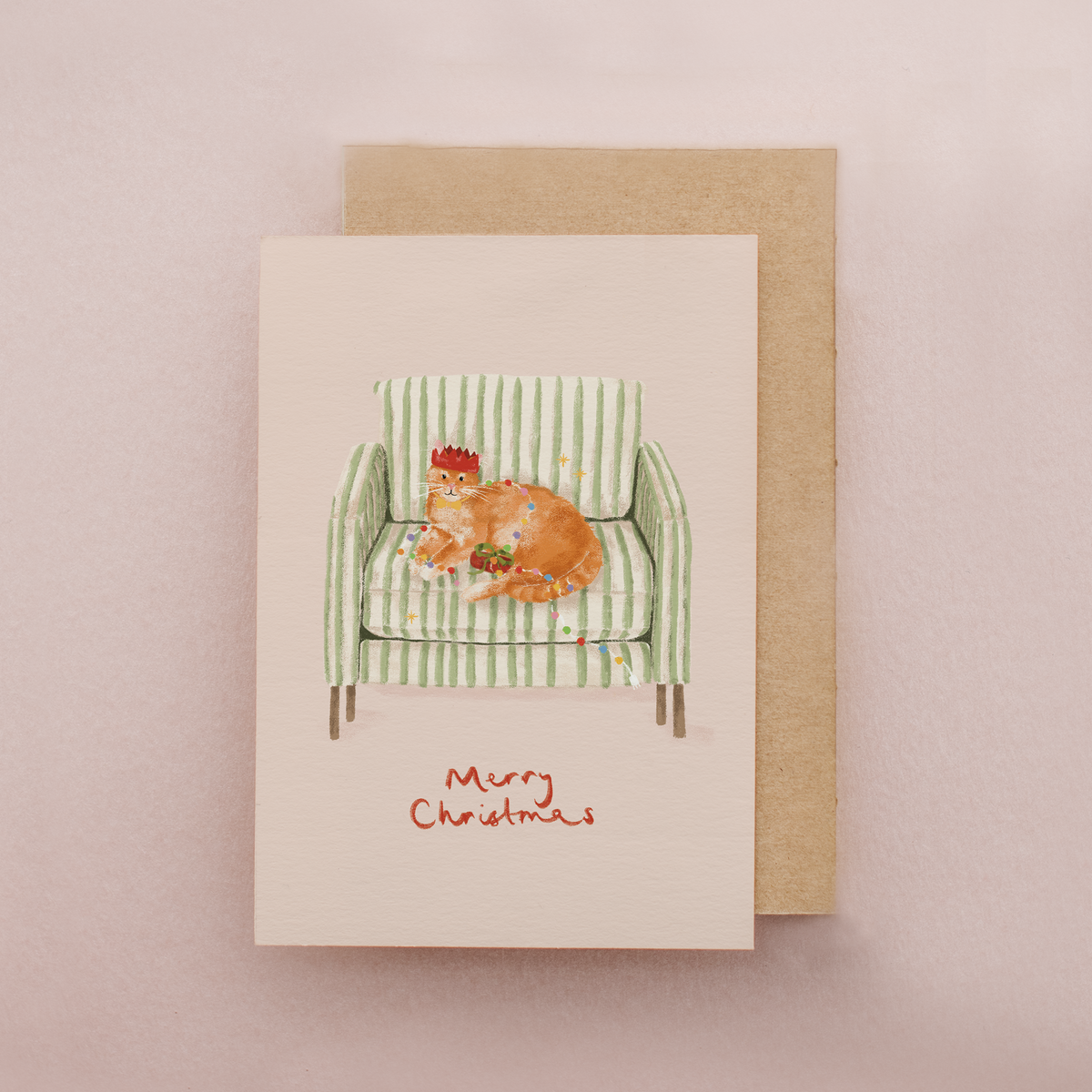 Jolly Ginger Cat in Armchair Christmas Card by lib's cards at penny black