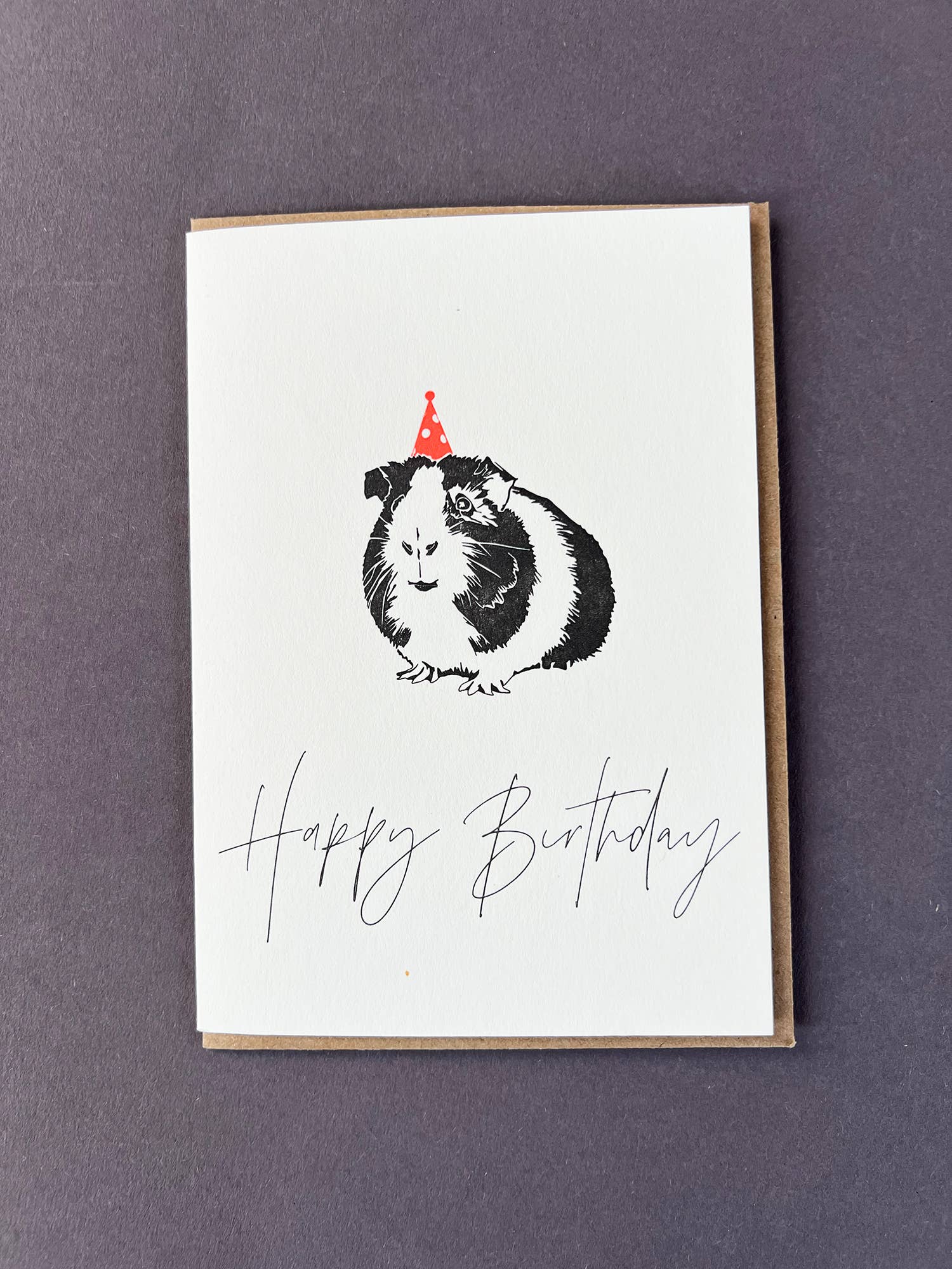 Party Guinea Pig Letterpress Birthday Card by penguin ink at penny black