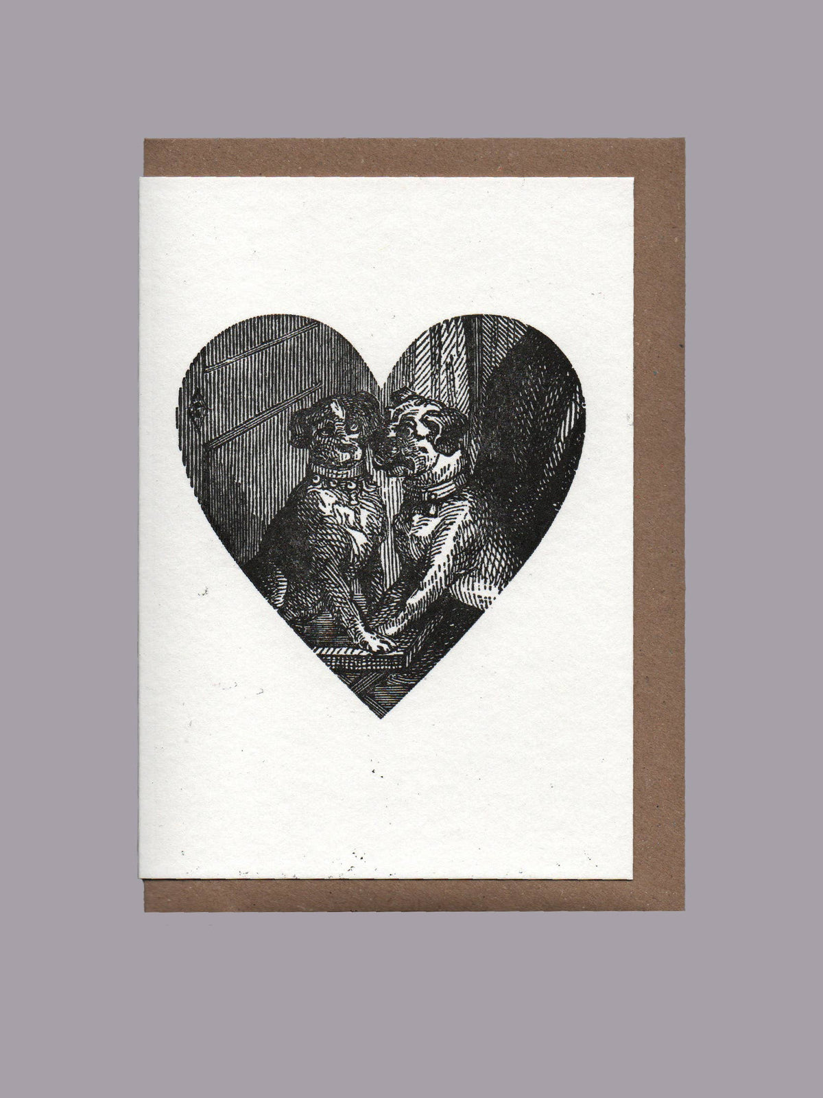 Vintage Pair of Pups Heart Letterpress Card by penny black