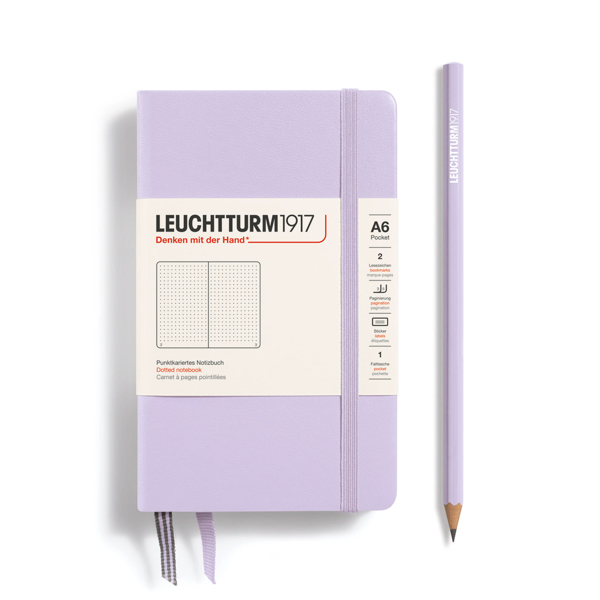 Leuchtturm1917 Notebook A6 Pocket Hardcover in lilac by Penny Black - dotted ruling