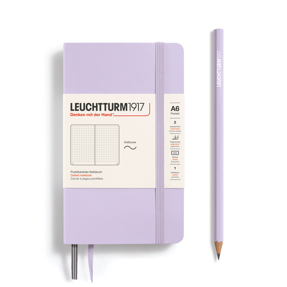 LEUCHTTURM1917 Notebook A6 Pocket Softcover in lilac and dotted inside at Penny Black