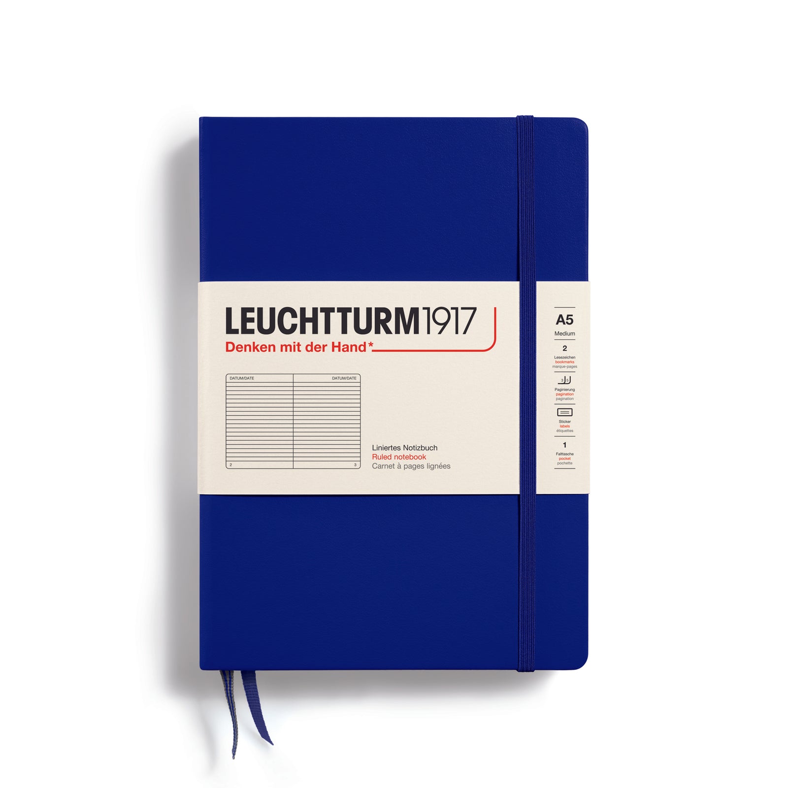 Leuchtturm1917 Notebook A5 Medium Hardcover in ink colour and lined ruling at penny black
