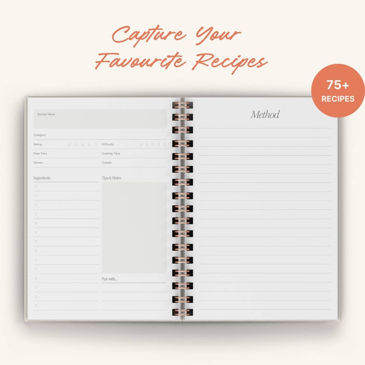 Vine Tomatoes A5 Recipe Journal by penny black showing inside layout