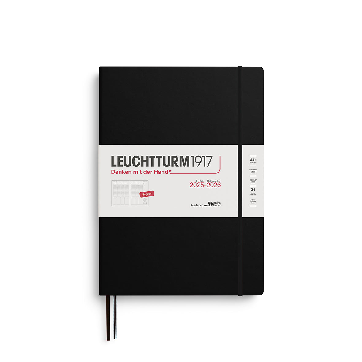 LEUCHTTURM1917 Academic Week Planner 18 Months 2025/6 in black size A4+ by penny black