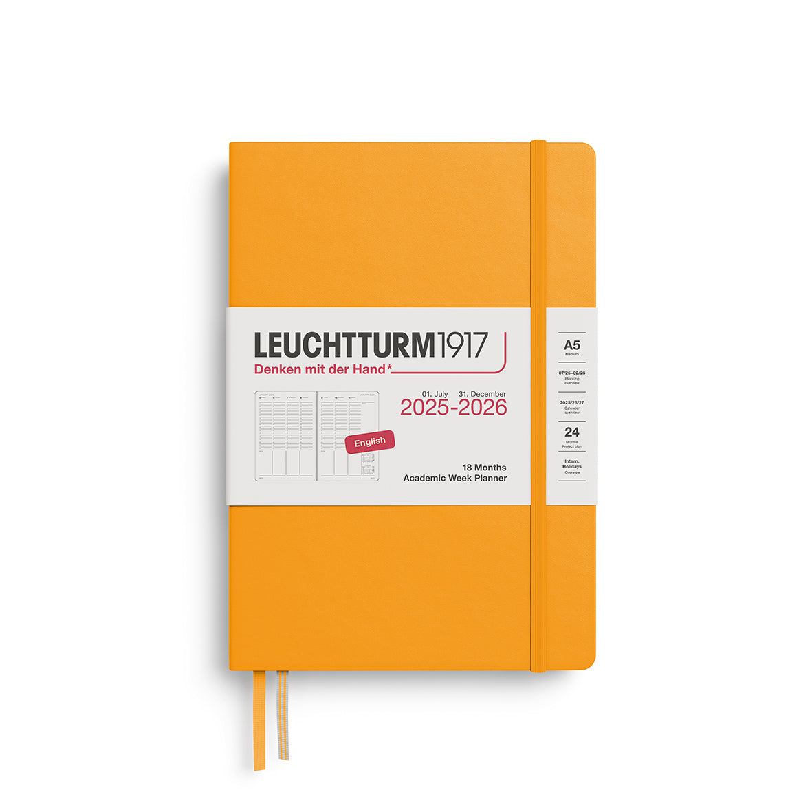 LEUCHTTURM1917 Academic Week Planner 18 Months 2025/6 in rising sun colourway size A5 by penny black