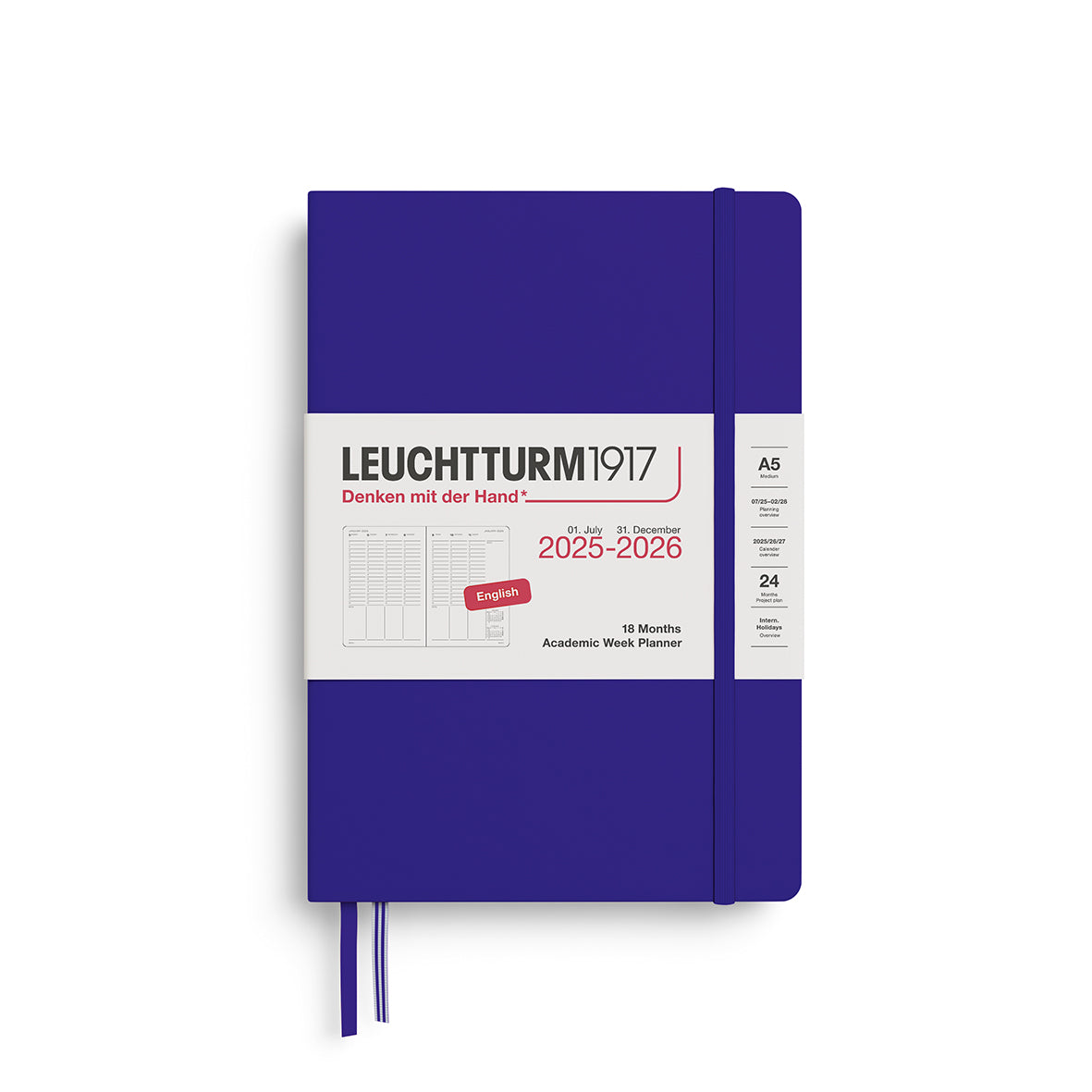 LEUCHTTURM1917 Academic Week Planner 18 Months 2025/6 in ink colourway size A5 by penny black