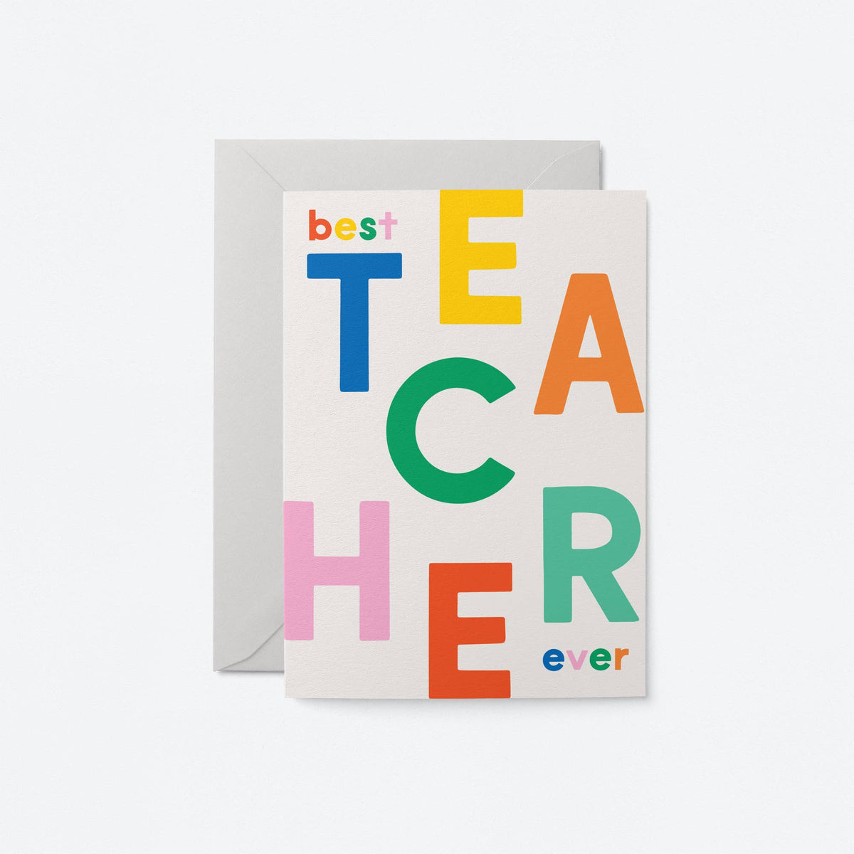 Best Teacher Ever Primary Lettering Card by graphic factory at penny black