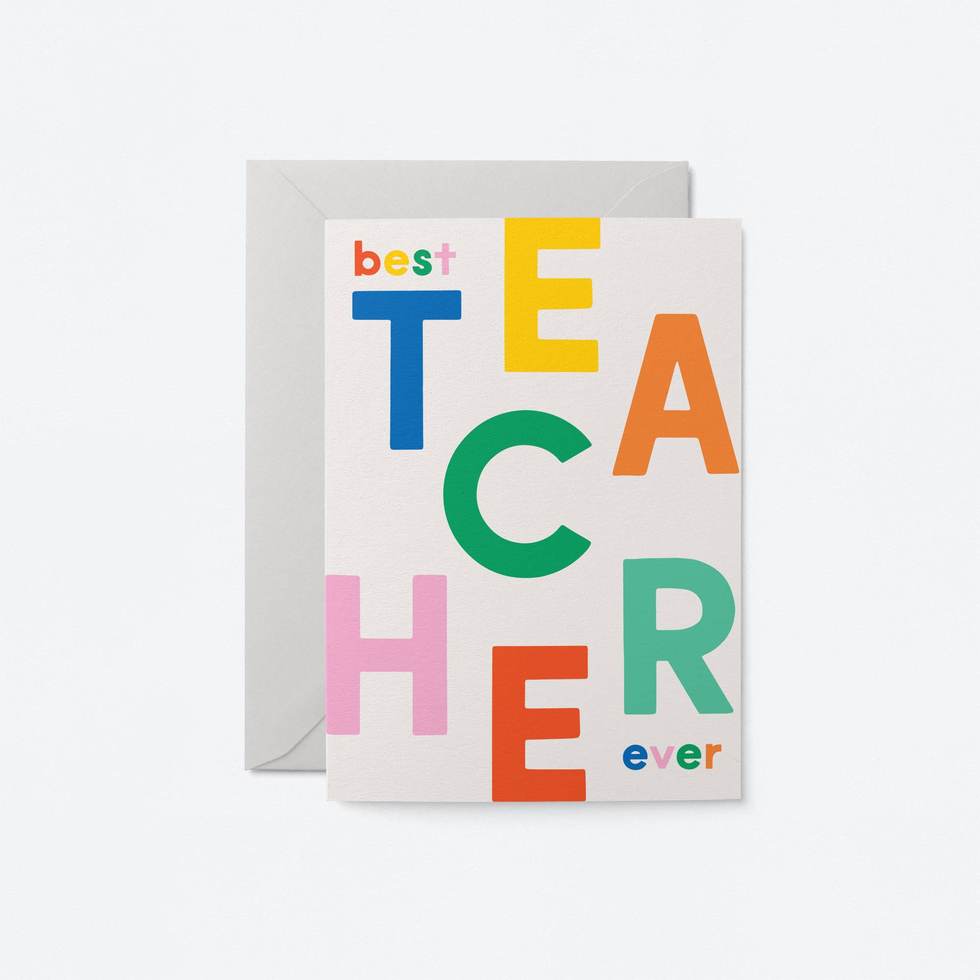 Best Teacher Ever Primary Lettering Card by graphic factory at penny black
