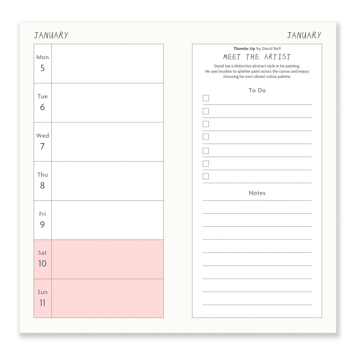 Arthouse Unlimited Slim 2026 Diary By Penny Black