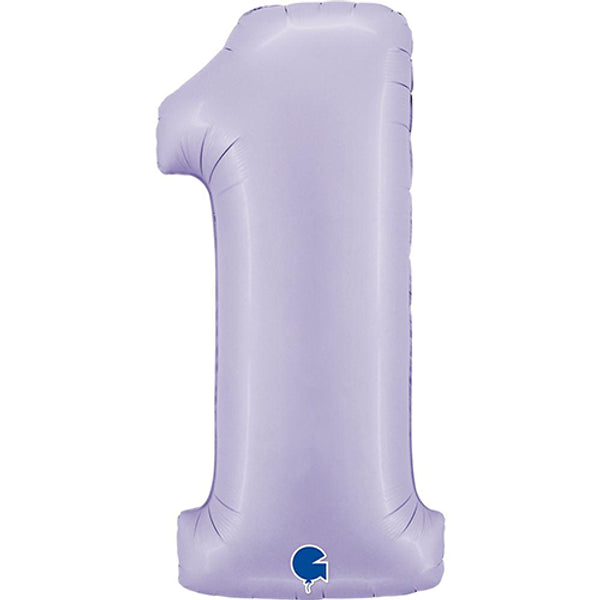 Large 34&quot; Number Foil Balloon number 1 lilac - Penny Black