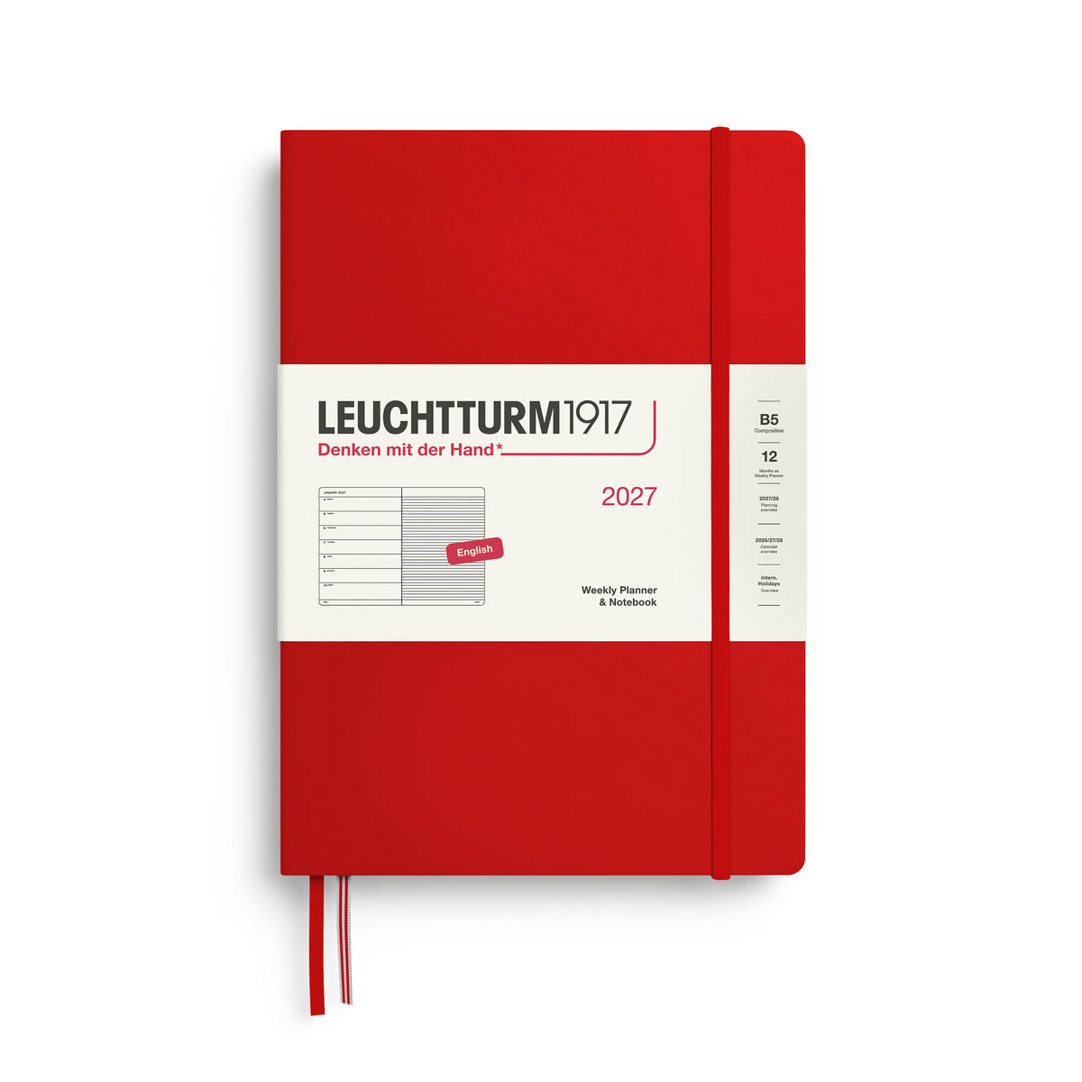 LEUCHTTURM1917 2027 Weekly Planner & Notebook - B5 Hard Cover in cherry by penny black