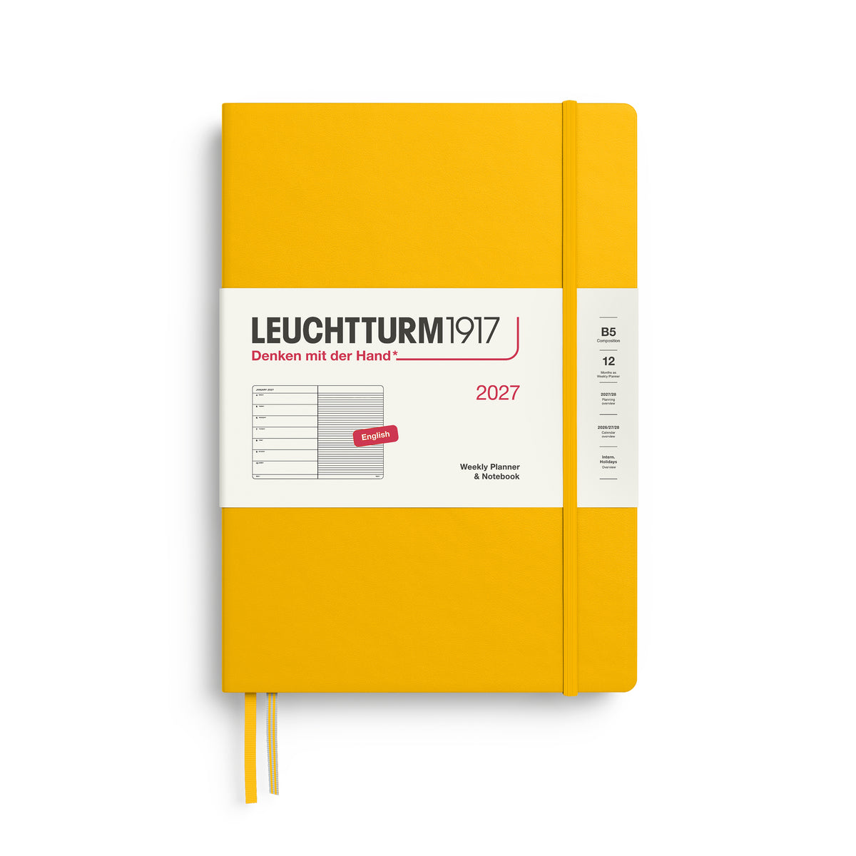 LEUCHTTURM1917 2027 Weekly Planner & Notebook - B5 Hard Cover in sunflower by penny black