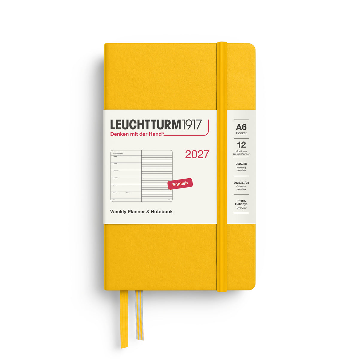 LEUCHTTURM1917 2027 Weekly Planner & Notebook - A6 pocket Hard Cover in sunflower by penny black