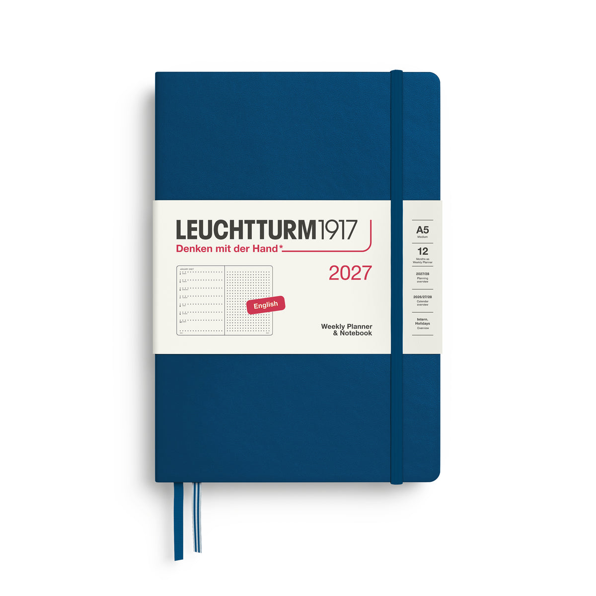 LEUCHTTURM1917 2027 Weekly Planner & Notebook - A5 Hard Cover dotted ruling in indigo by penny black