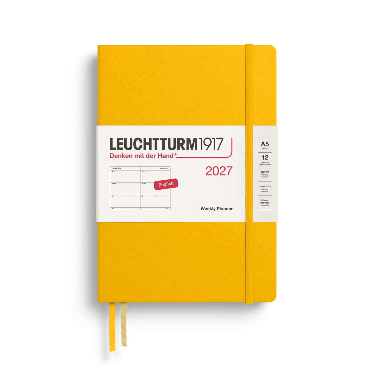 LEUCHTTURM1917 2027 Weekly Planner in A5 size and sunflower colour at penny black