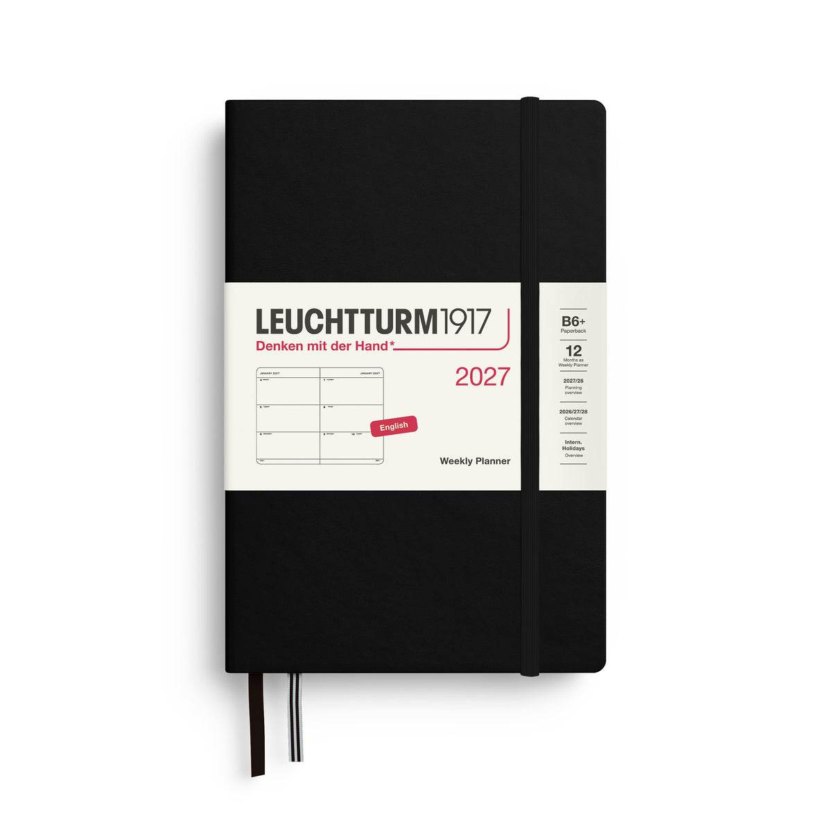 LEUCHTTURM1917 2027 Weekly Planner in B6+ size and black colour at penny black