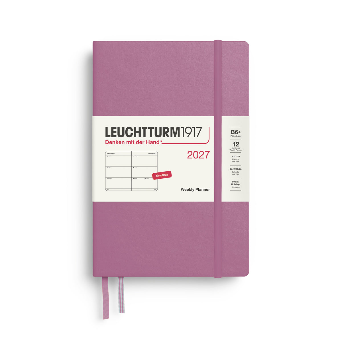 LEUCHTTURM1917 2027 Weekly Planner in B6+ size and dusty rose colour at penny black