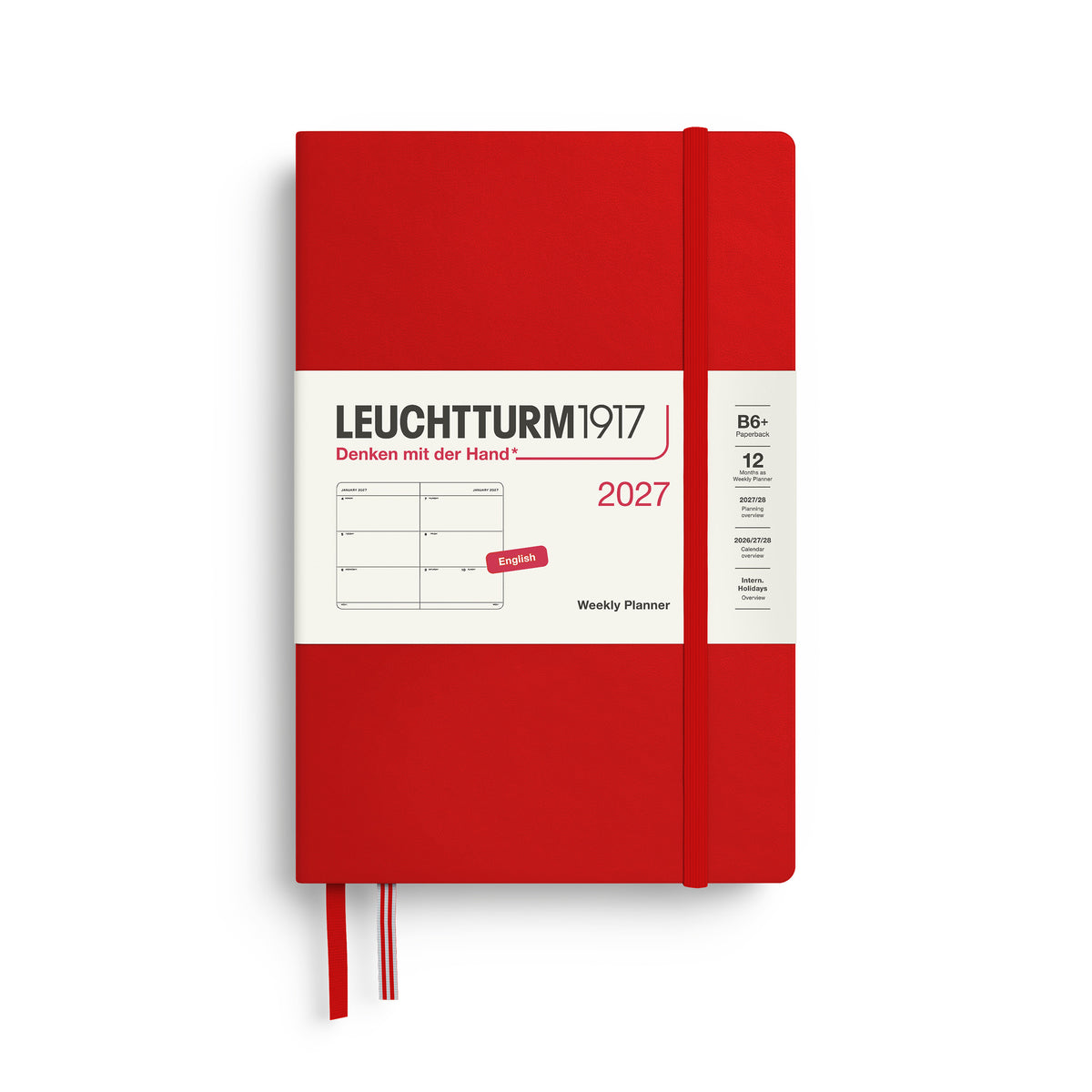 LEUCHTTURM1917 2027 Weekly Planner in B6+ size and cherry colour at penny black