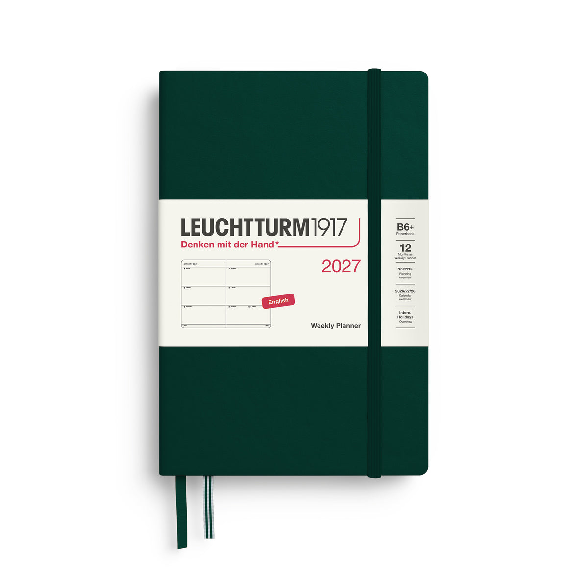 LEUCHTTURM1917 2027 Weekly Planner in B6+ size and forest green colour at penny black