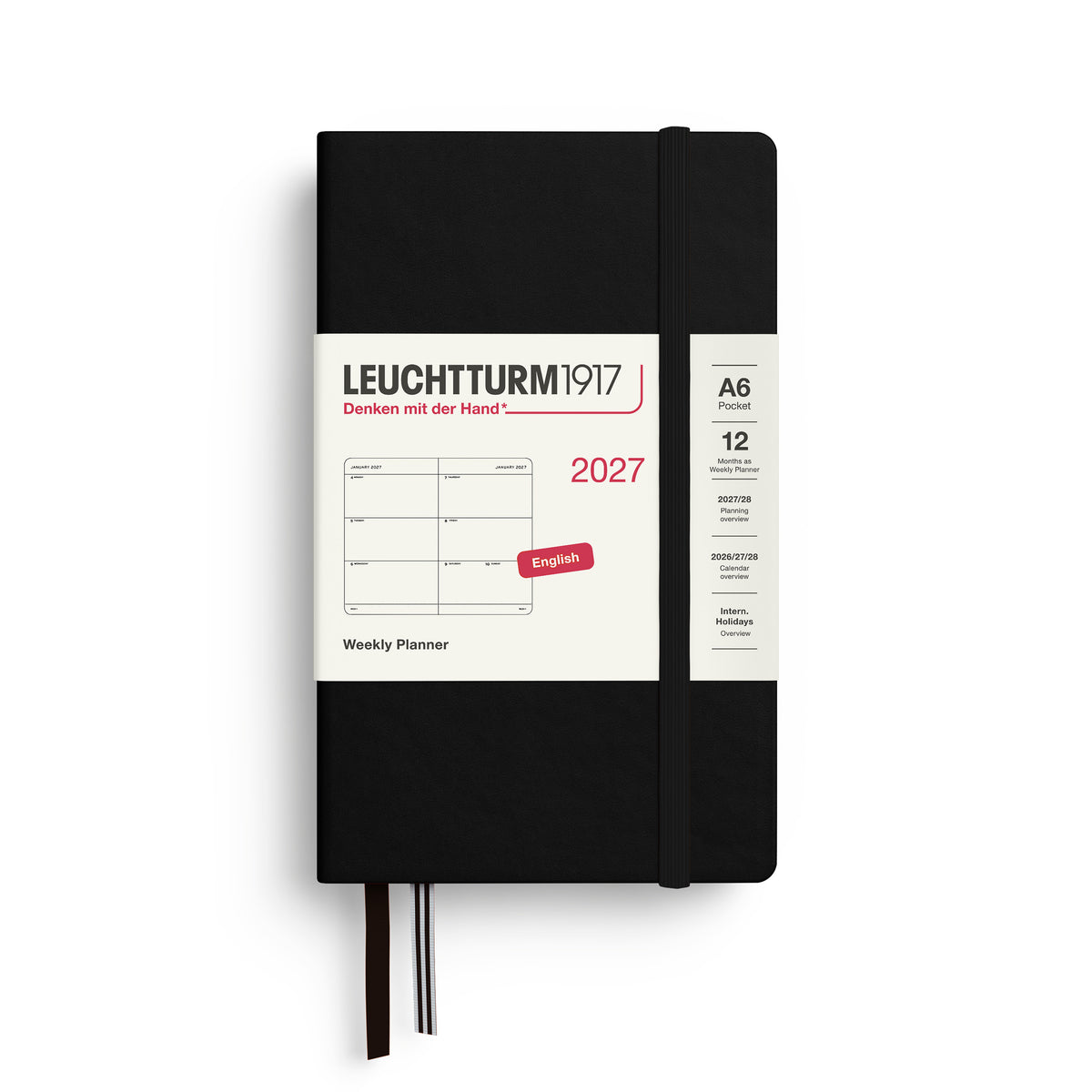 LEUCHTTURM1917 2027 Weekly Planner in A6 size and black colour at penny black
