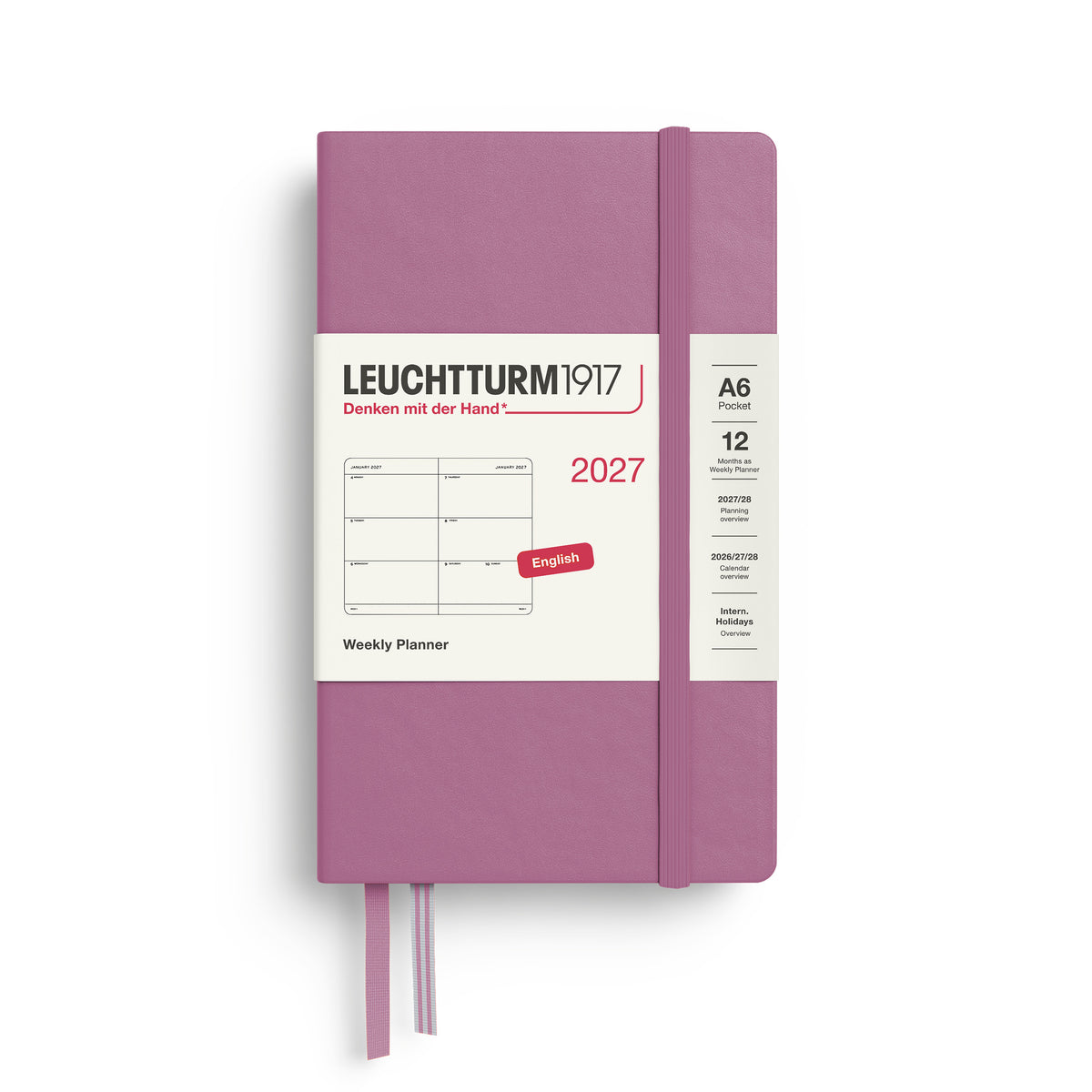 LEUCHTTURM1917 2027 Weekly Planner in A6 size and dusty rose colour at penny black