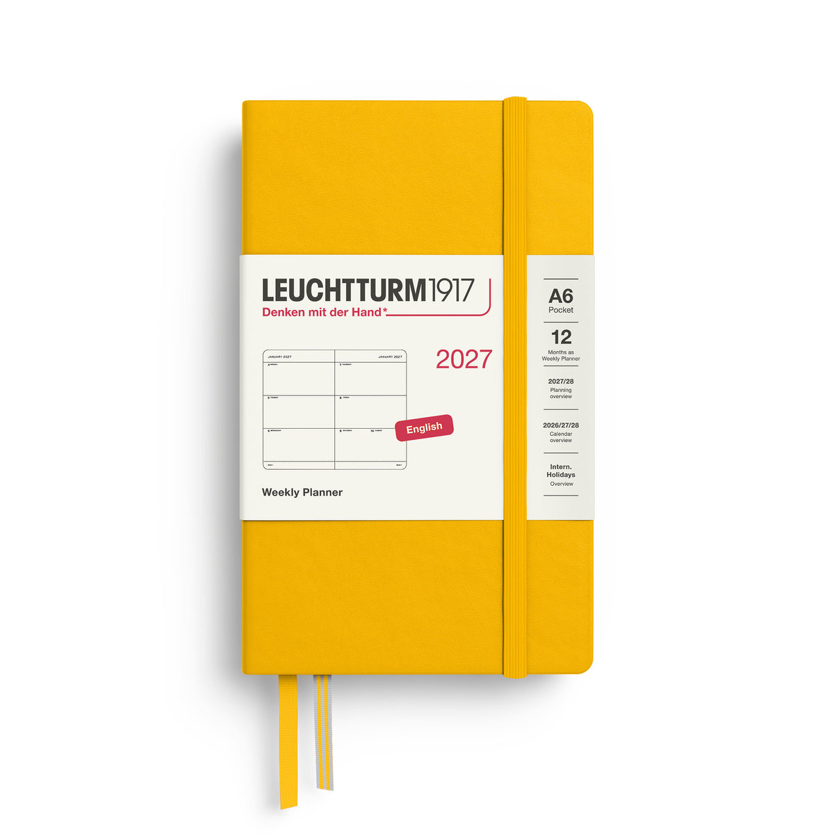 LEUCHTTURM1917 2027 Weekly Planner in A6 size and sunflower colour at penny black