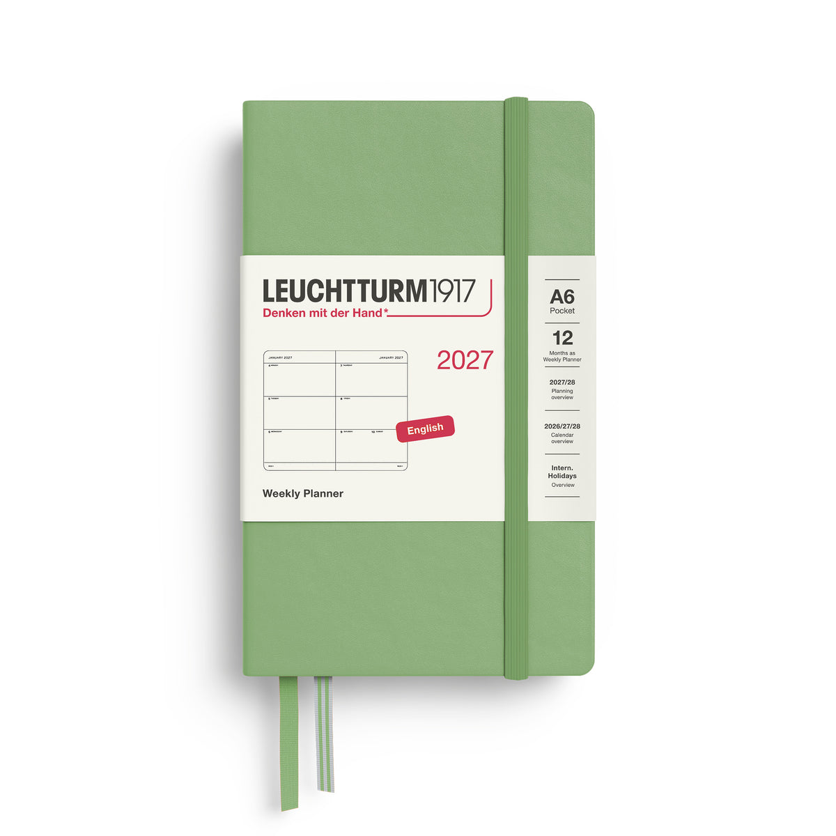 LEUCHTTURM1917 2027 Weekly Planner in A6 size and sage colour at penny black