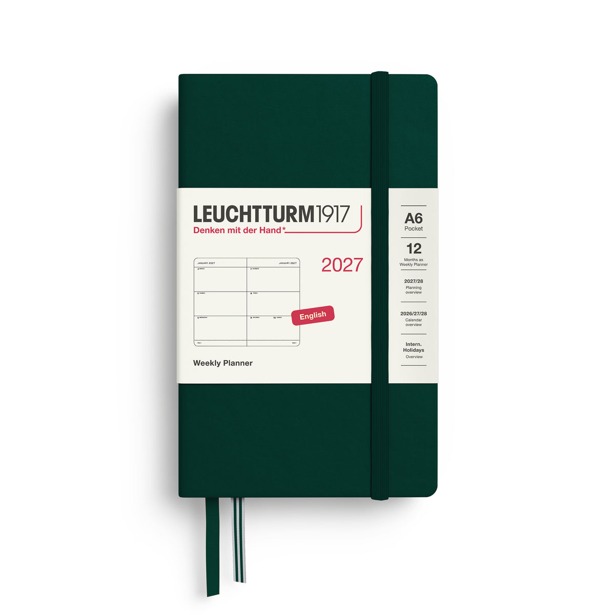 LEUCHTTURM1917 2027 Weekly Planner in A6 size and forest green colour at penny black