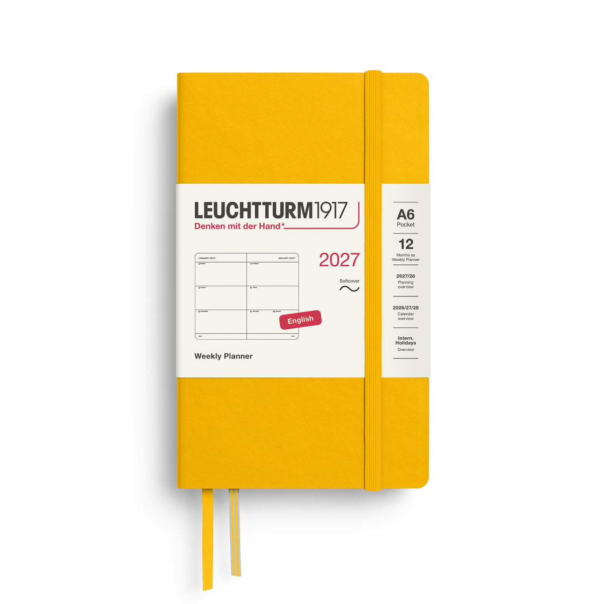 LEUCHTTURM1917 2027 Weekly Planner in A6 size soft cover and sunflower colour at penny black