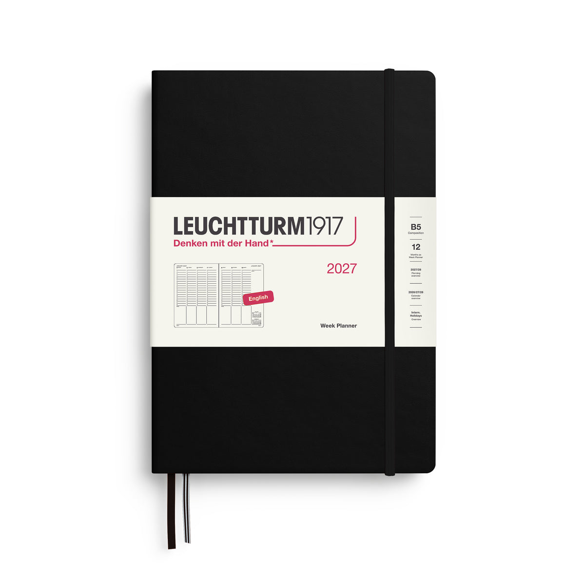 LEUCHTTURM1917 2027 Week Planner in B5 size and black colour by penny black