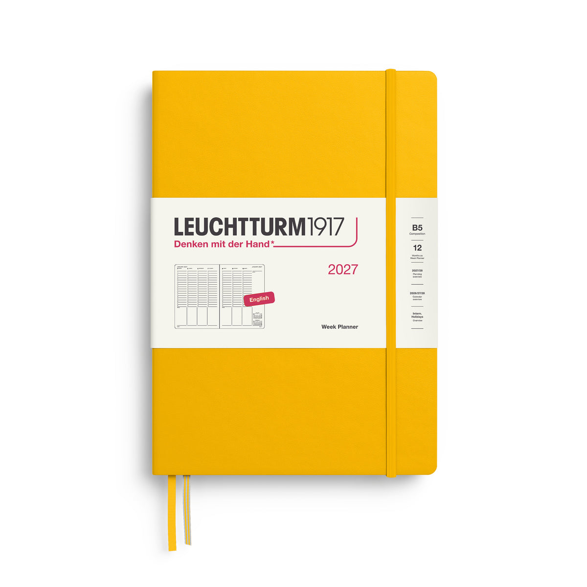 LEUCHTTURM1917 2027 Week Planner in B5 size and sunflower colour by penny black