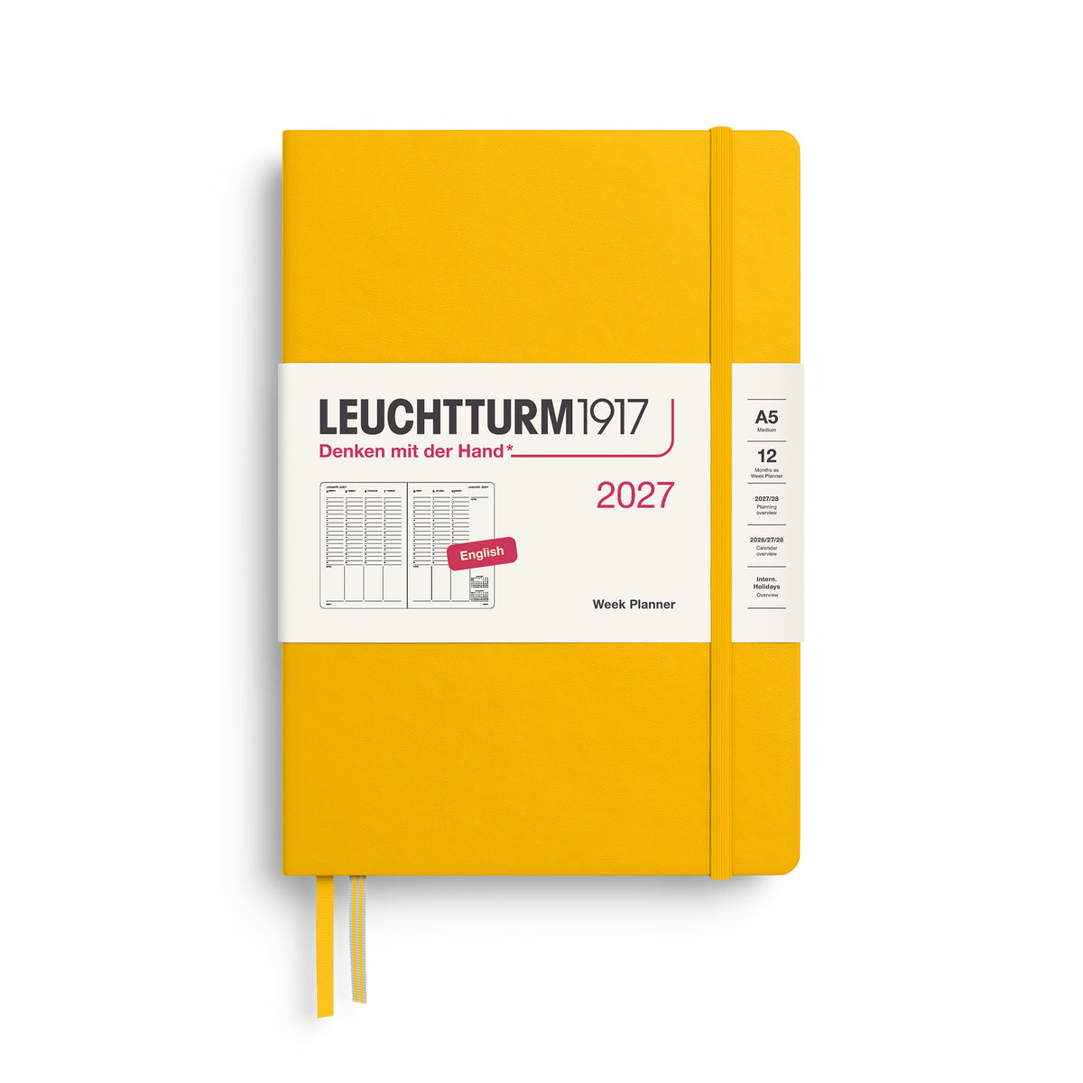LEUCHTTURM1917 2027 Week Planner in A5 size and sunflower colour by penny black