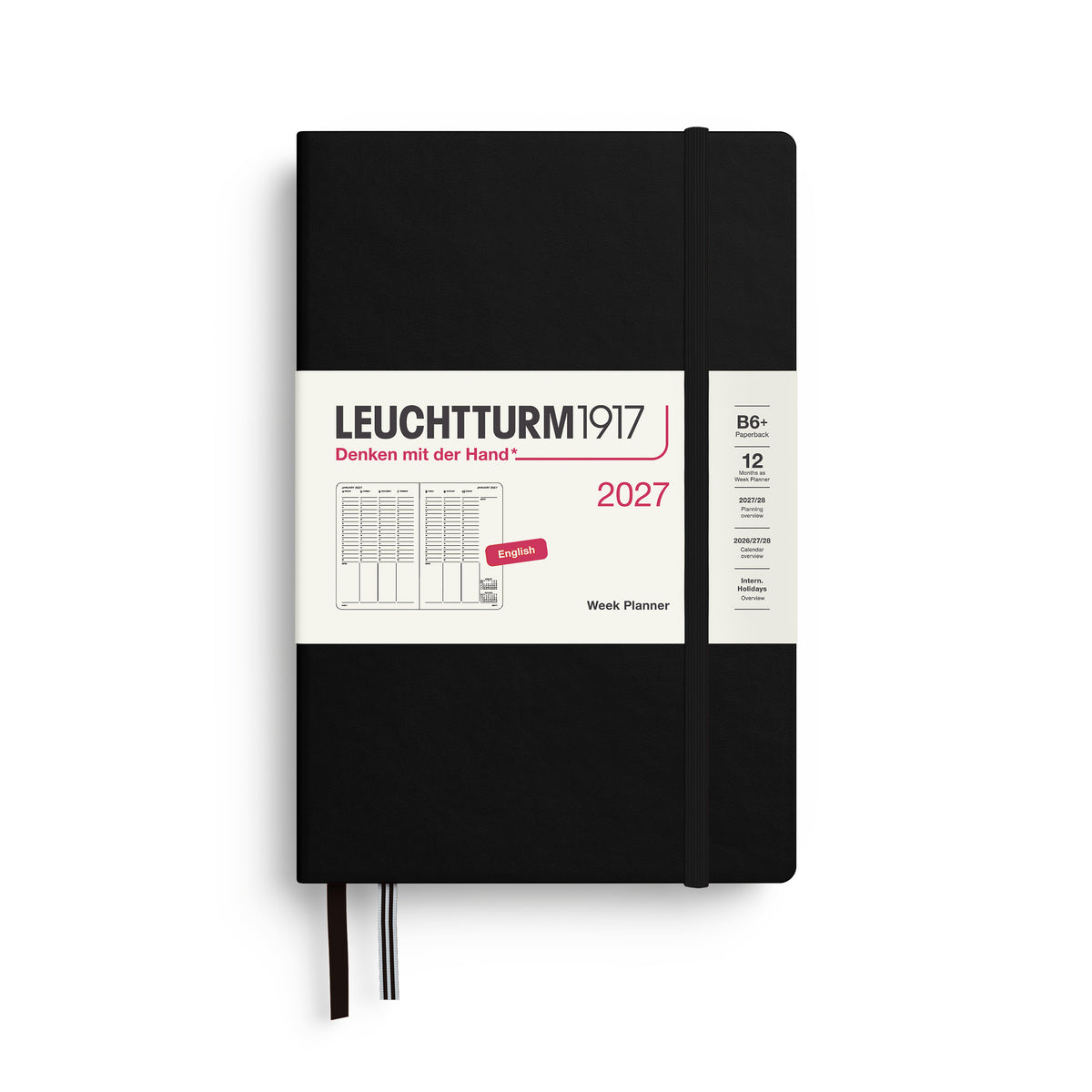 LEUCHTTURM1917 2027 Week Planner in B6+ size and black colour by penny black