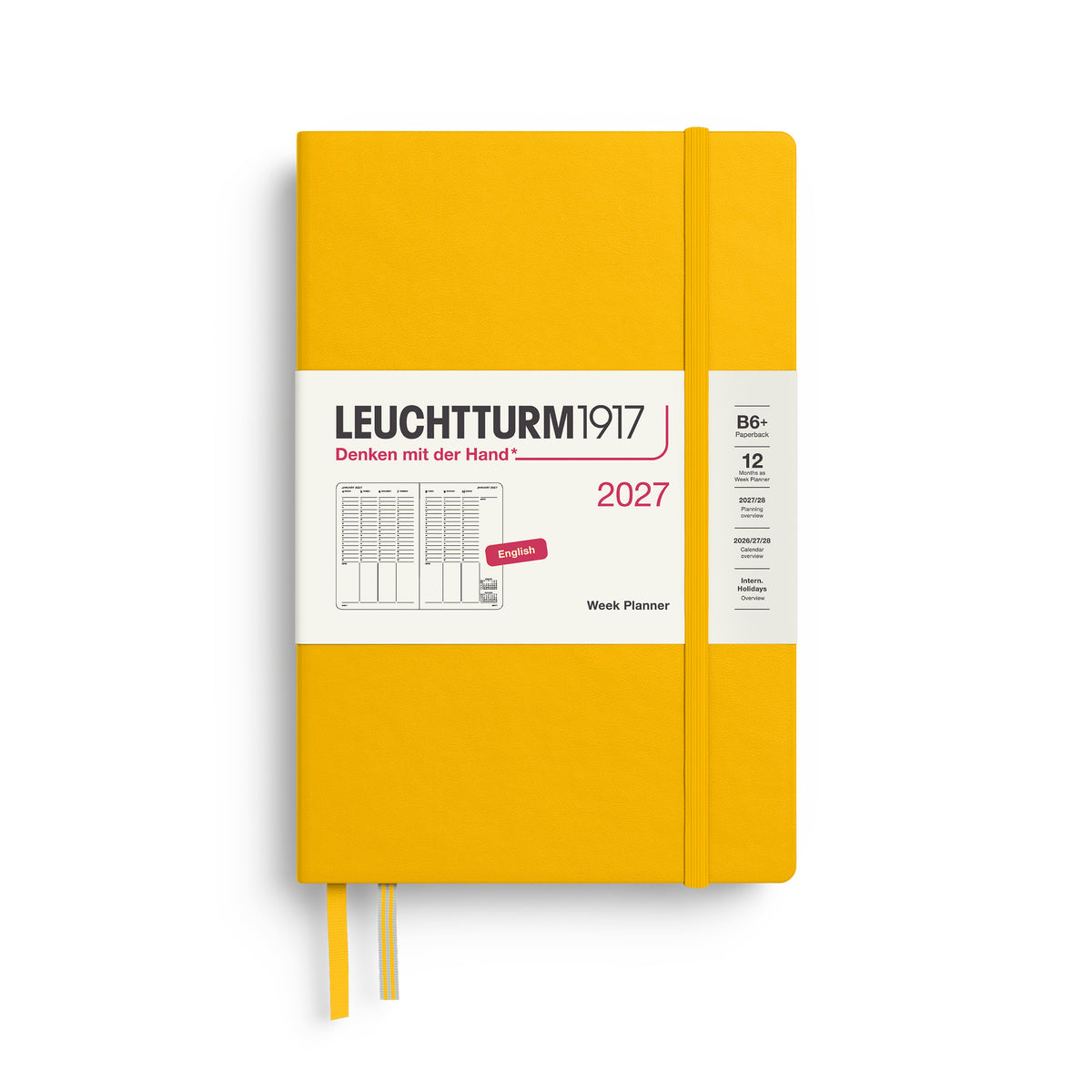 LEUCHTTURM1917 2027 Week Planner in B6+ size and sunflower colour by penny black