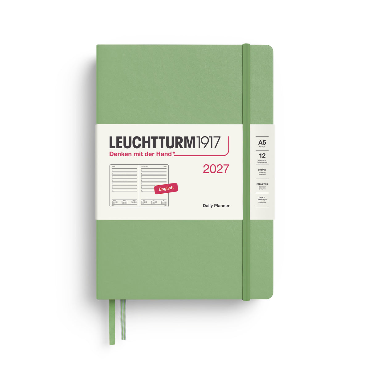 LEUCHTTURM1917 2027 Daily Planner in A5 size and sage colour at penny black