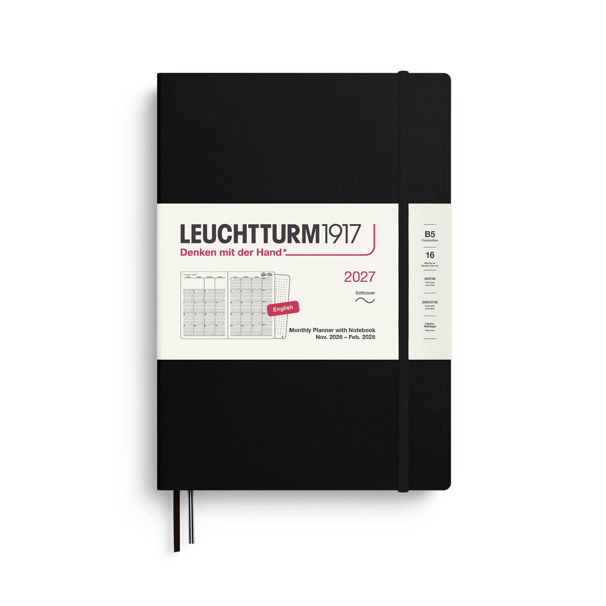 LEUCHTTURM1917 2027 Monthly Planner with Notebook - Soft Cover in black colour at penny black