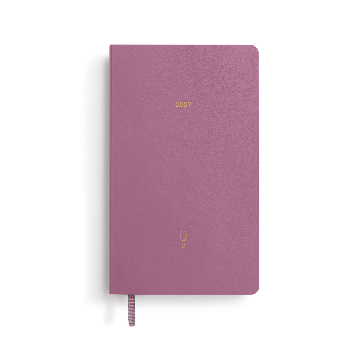 Purple notebook with '2027' printed on a white background
